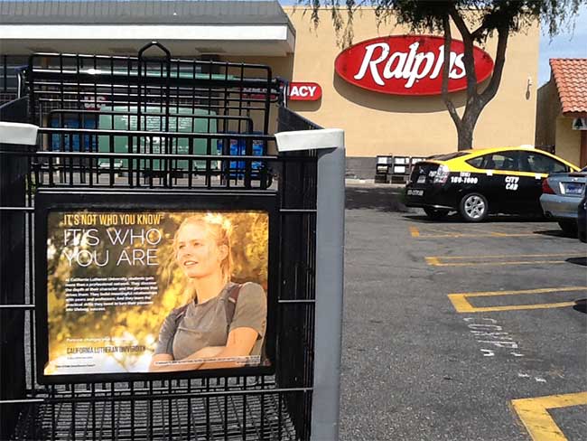 Cal Lutheran Supermarket Shopping Cart Advertising
