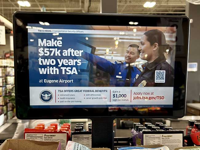 Hiring/Recruiting Job Ads on Supermarket Store Grocery Checkout Digital Screens