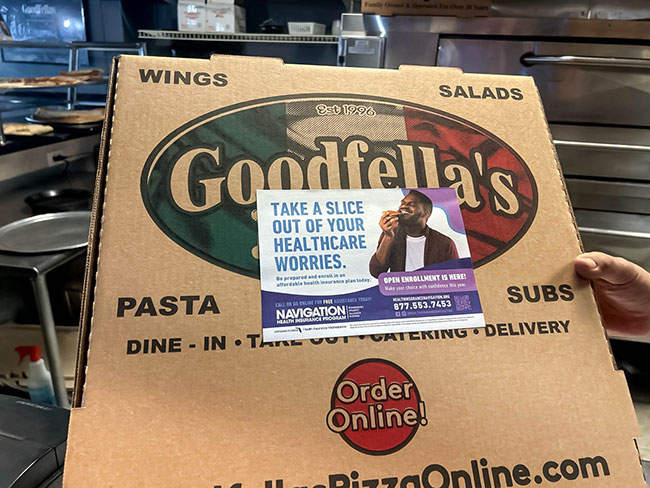 Pizza Box Advertising for Health Insurance Annual Open Enrollment
